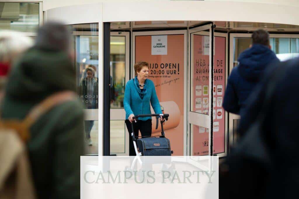 Woman walking in a mall