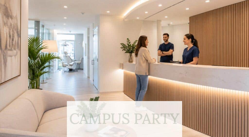Recepción moderna de una clínica dental en Albacete