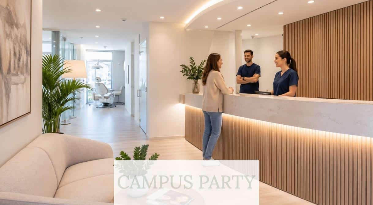Recepción moderna de una clínica dental en Albacete